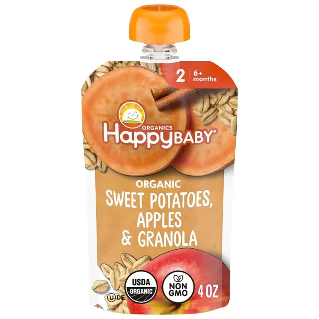 Happy Baby Organic Apples, Sweet Potatoes & Granola Baby Food Pouch by Happy Baby - Tier B kids snack