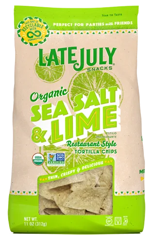Organic restaurant style tortilla chips by Late July - Tier A kids snack