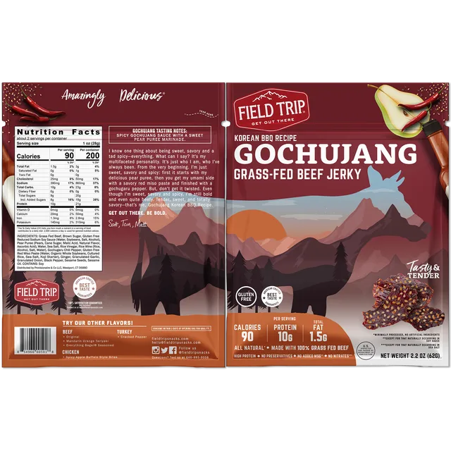 Gochujang Korean BBQ Grass-Fed Beef Jerky by Field Trip - Tier E kids snack