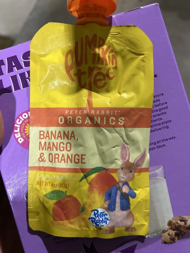Organic Peter Rabbit Banana, Mango & Orange Fruit Puree by Pumpkin Tree - Tier B kids snack