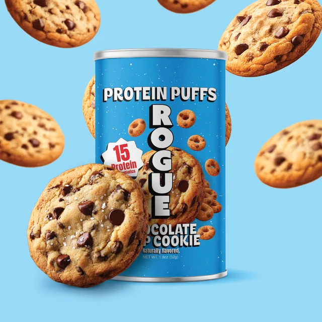 Rogue Chocolate Chip Cookie Protein Puffs (Can) by Rogue - Tier C kids snack