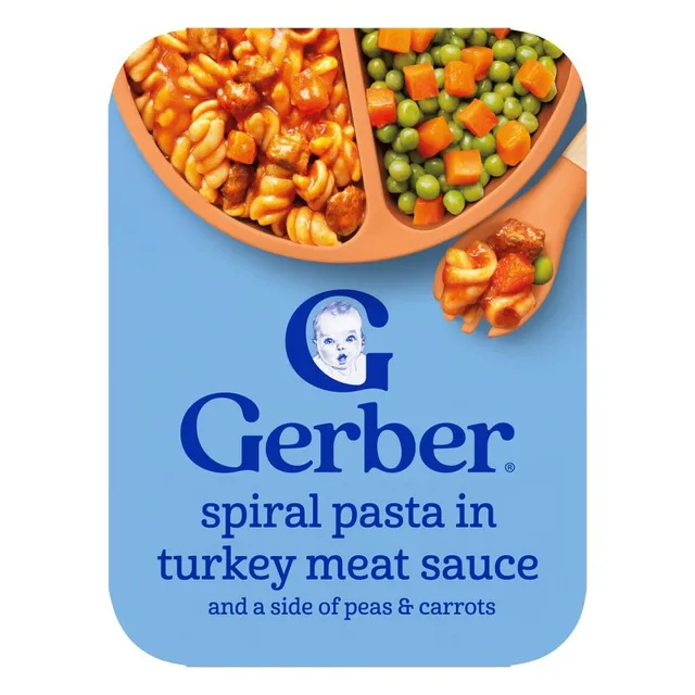 Gerber Baby Food Spiral Pasta in Turkey Meat Sauce with Green and Yellow Beans Toddler Meals by Gerber - Tier B kids snack