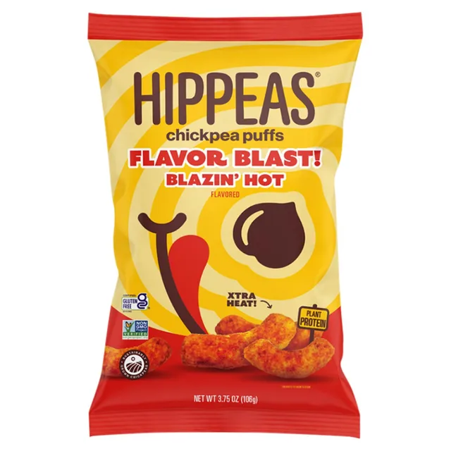 Flavor Blast! Blazin' Hot chickpea puffs by Hippeas - Tier C kids snack