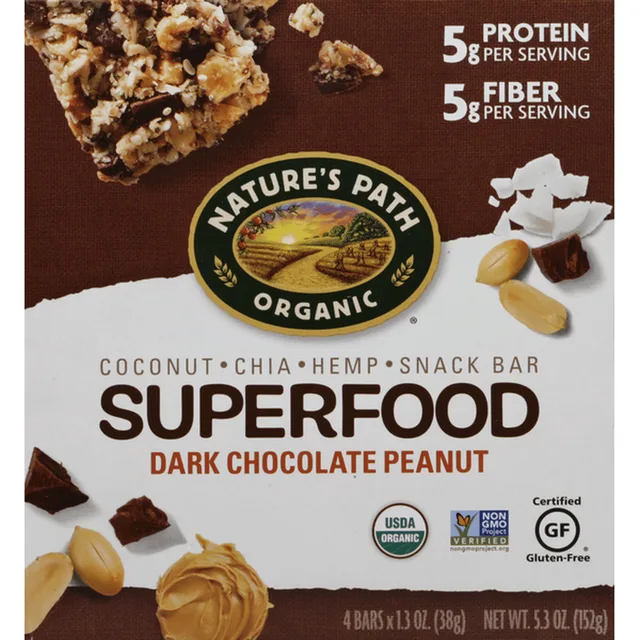 Superfood Dark Chocolate Peanut Snack Bar by Nature's Path - Tier E kids snack