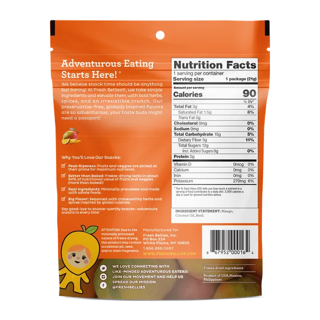 Two to Mango Snack (Mango Basil) by Fresh Bellies - Tier B kids snack