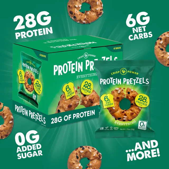 Crisp Power Protein Pretzels - Everything by Crisp Power - Tier B kids snack
