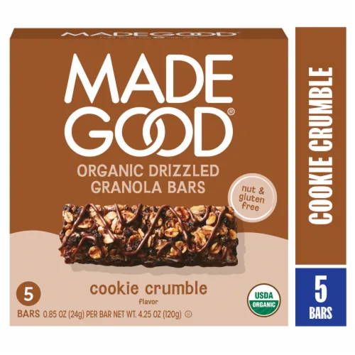 cookie crumble flavour organic drizzled granola bars by MadeGood - Tier B kids snack