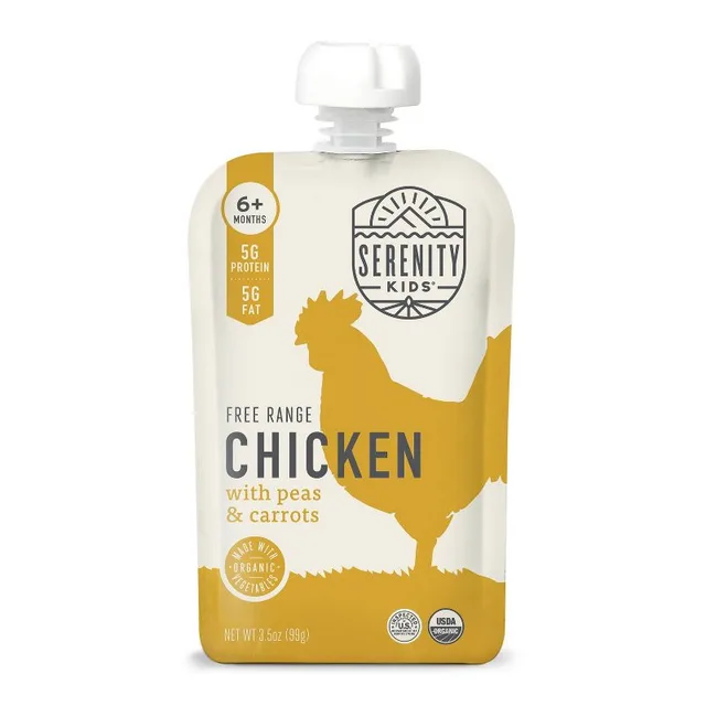 Serenity Kids Free Range Chicken with Organic Peas & Carrots Baby Food Pouch by Serenity Kids - Tier B kids snack