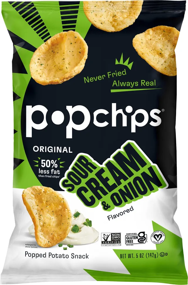 Sour Cream & Onion Potato Chips by Popchips - Tier B kids snack