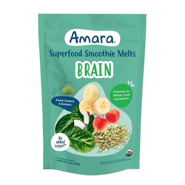 Amara Organic Sweet Greens & Banana Brain Blend Superfood Smoothie Melts by Amara - Tier B kids snack