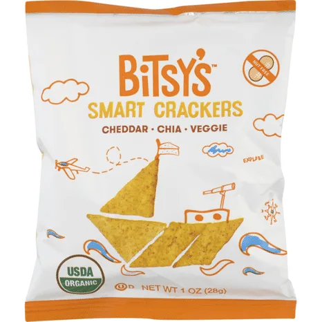 Cheddar Chia Veggie Smart Crackers by Bitsy's - Tier C kids snack