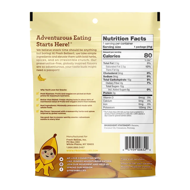 Banana-Fana-Fofana Snack (Banana Cinnamon Nutmeg) by Fresh Bellies - Tier B kids snack