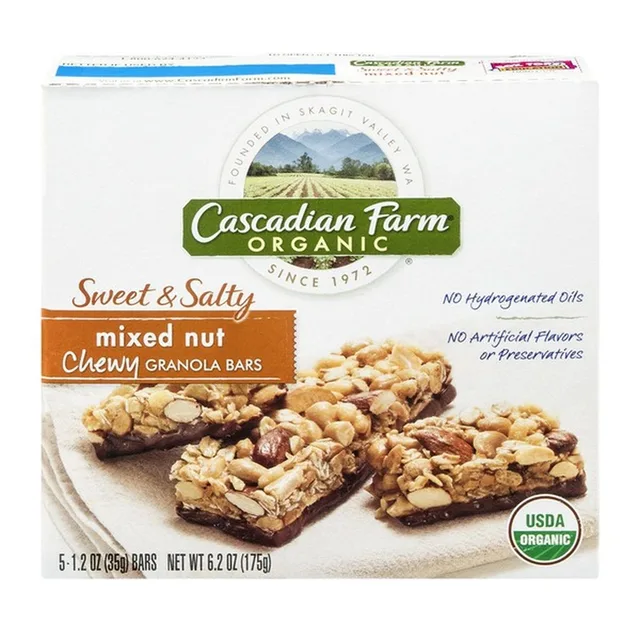 Cascadian Farm Organic Sweet & Salty Mixed Nut Chewy Granola Bars by Cascadian Farm - Tier E kids snack
