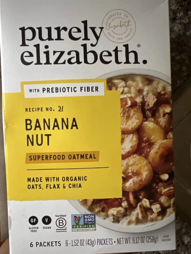 Banana Nut Superfood Instant Oatmeal by Purely Elizabeth - Tier D kids snack