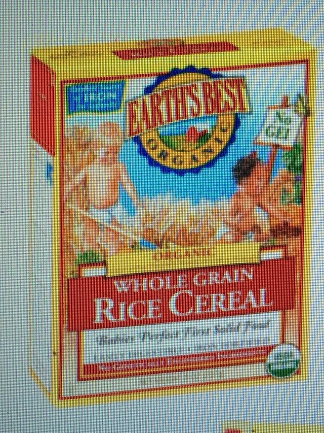 Certified organic whole grain rice cereal by Earth's Best - Tier A kids snack