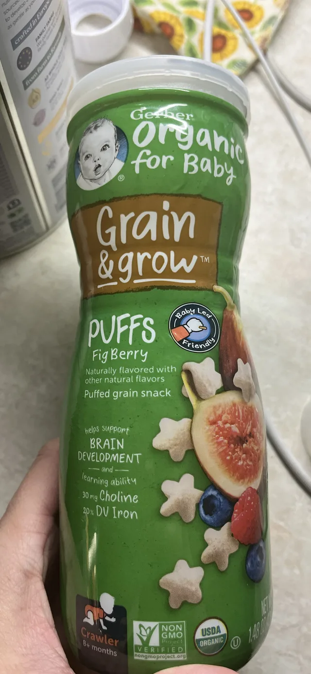 Grain & grow Puffs Fig Berry by Gerber - Tier C kids snack