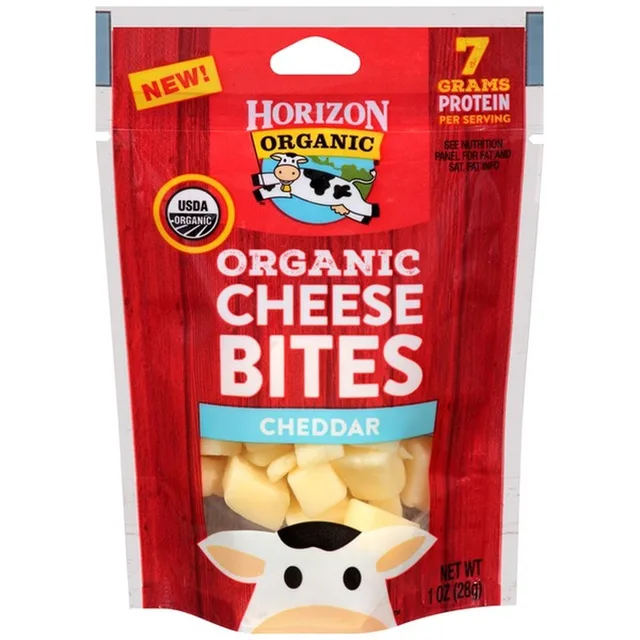 Cheddar organic cheese bites by Horizon Organic - Tier A kids snack