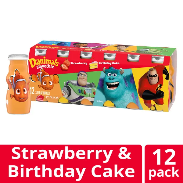 Smoothie Drinks, Strawberry, Birthday Cake by Danimals - Tier D kids snack