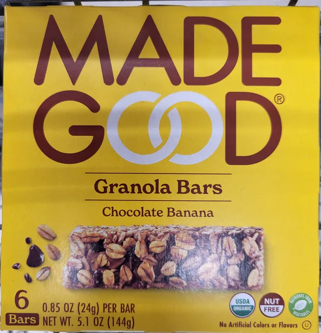 Made Good Granola Bars Chocolate Banana by MadeGood - Tier D kids snack