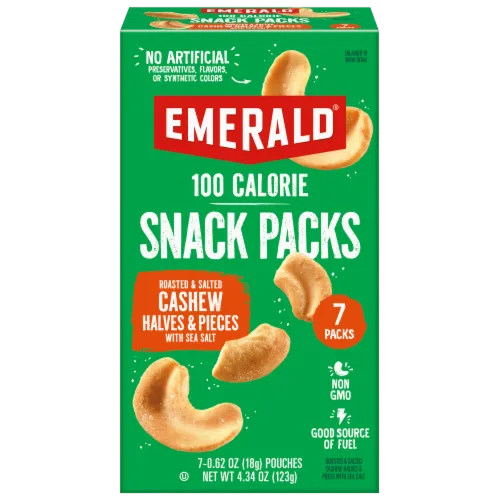 Cashew Halves &amp; Pieces 100 Calorie Pack by Emerald - Tier B kids snack