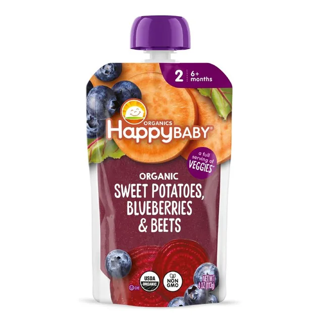 Happy Baby Organic Sweet Potatoes, Blueberries & Beets Baby Food Pouch by Happy Baby - Tier B kids snack