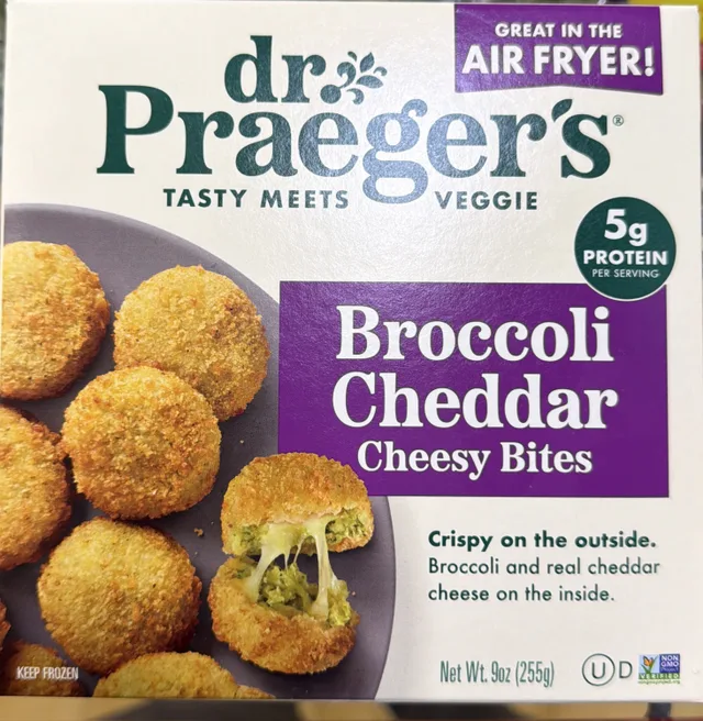 Broccoli cheddar cheesy bites by Dr. Praeger's - Tier B kids snack