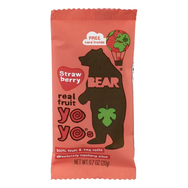 Strawberry Real Fruit Yoyos Sours by BEAR - Tier B kids snack