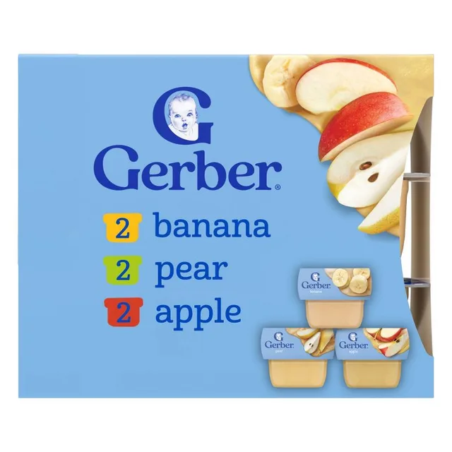 Gerber Non-GMO Baby Food Stage 1 My 1st Fruits Starter Kit Puree Tubs 2oz/6pk by Gerber - Tier E kids snack