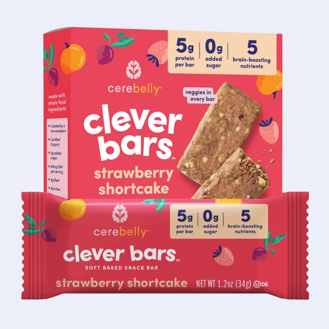 Cerebelly Clever Bars Strawberry Shortcake (4-pack) by Cerebelly - Tier B kids snack