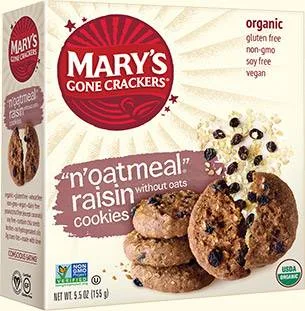 N'Oatmeal, Cookies, Raisin by Mary's Gone Crackers - Tier E kids snack