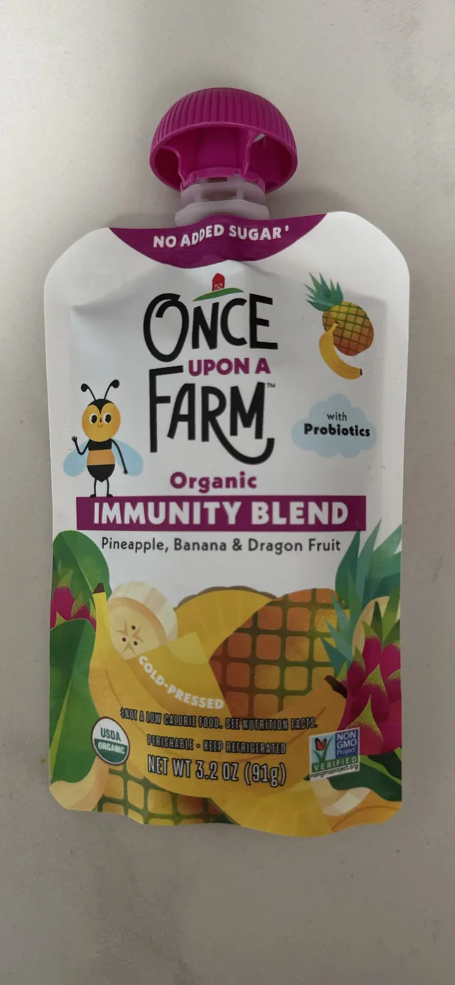 Organic Immunity Blend Pineapple, Banana & Dragon Fruit by Once Upon a Farm - Tier B kids snack