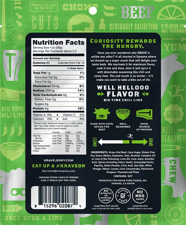 Chili Lime Beef by Krave - Tier E kids snack
