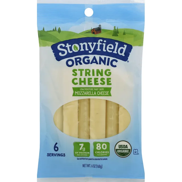 Low Moisture Whole Milk Mozzarella String Cheese by Stonyfield - Tier A kids snack