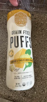 Grain Free Puffs Cheddar & Cauliflower Spinach by Serenity Kids - Tier A kids snack