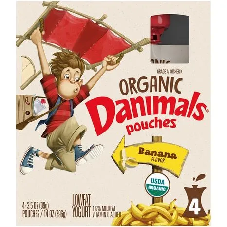 Banana Flavor Organic Lowfat Yogurt Pouches, Banana by Danimals - Tier D kids snack