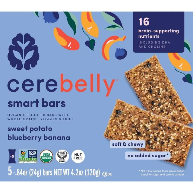 Cerebelly Organic Blueberry Banana Sweet Potato Smart Snack Bars by Cerebelly - Tier B kids snack