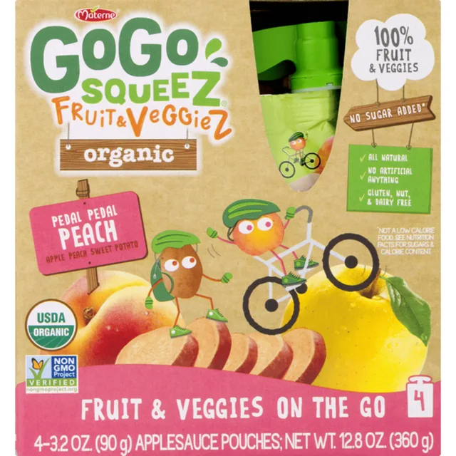 Pedal Peach Fruit & Veggies on the Go by GoGo squeeZ - Tier B kids snack