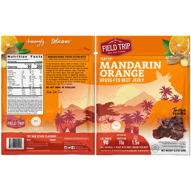 Mandarin Orange Teriyaki Grass-Fed Beef Jerky by Field Trip - Tier E kids snack
