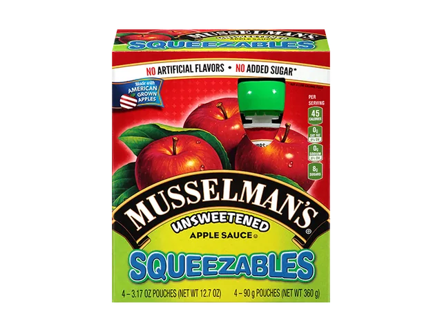 Unsweetened Apple Sauce Squeezables Pouches by Musselman's - Tier B kids snack