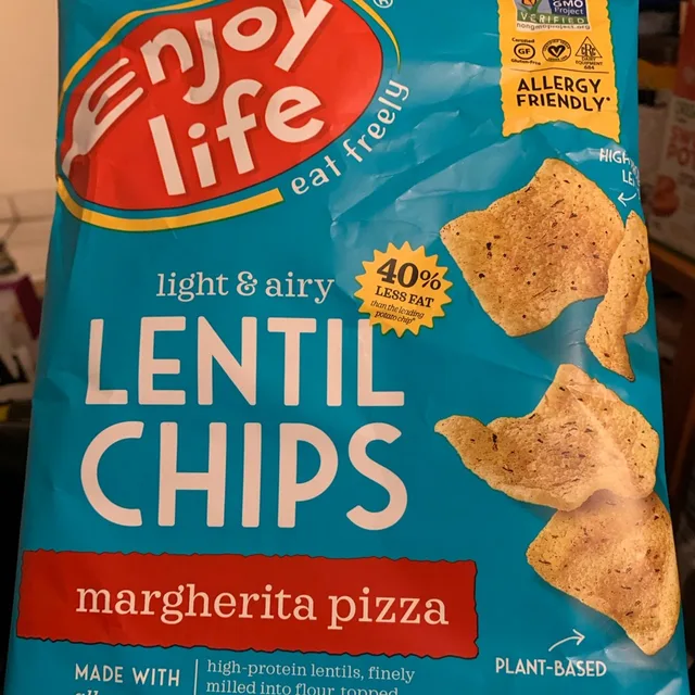 Plentils Crunchy Lentil Chips Margherita Pizza by Enjoy Life - Tier B kids snack