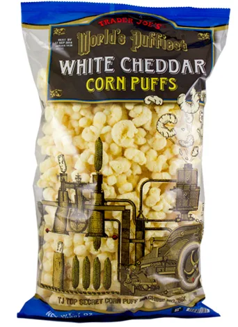 White cheddar corn puffs by Trader Joe's - Tier B kids snack