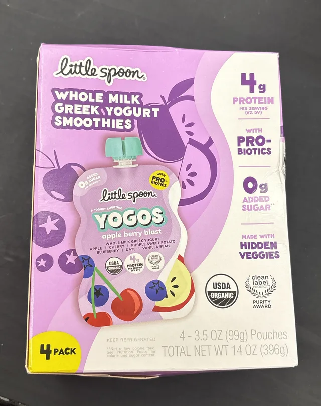 Organic Kids Very Berry Lowfat Yogurt Smoothie by Stonyfield - Tier D kids snack