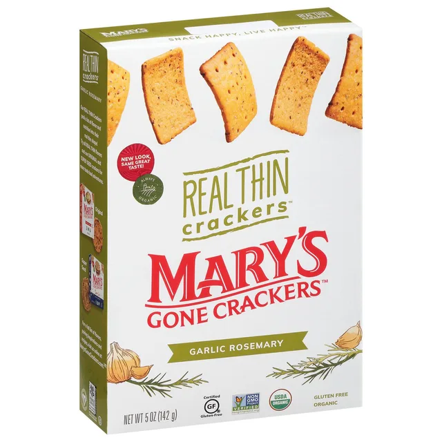 Garlic Rosemary Real Thin Crackers by Mary's Gone Crackers - Tier C kids snack