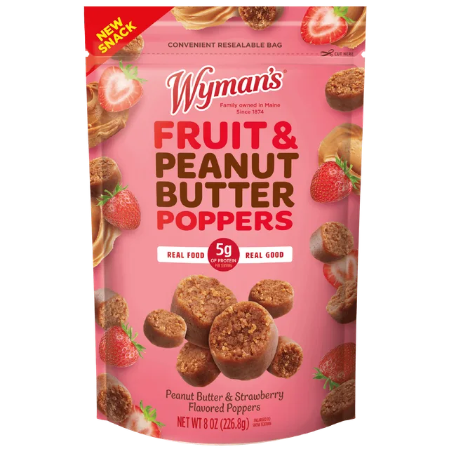 Wyman's Fruit & Peanut Butter Poppers 8oz Snack Bag - Strawberry by Wyman's - Tier C kids snack