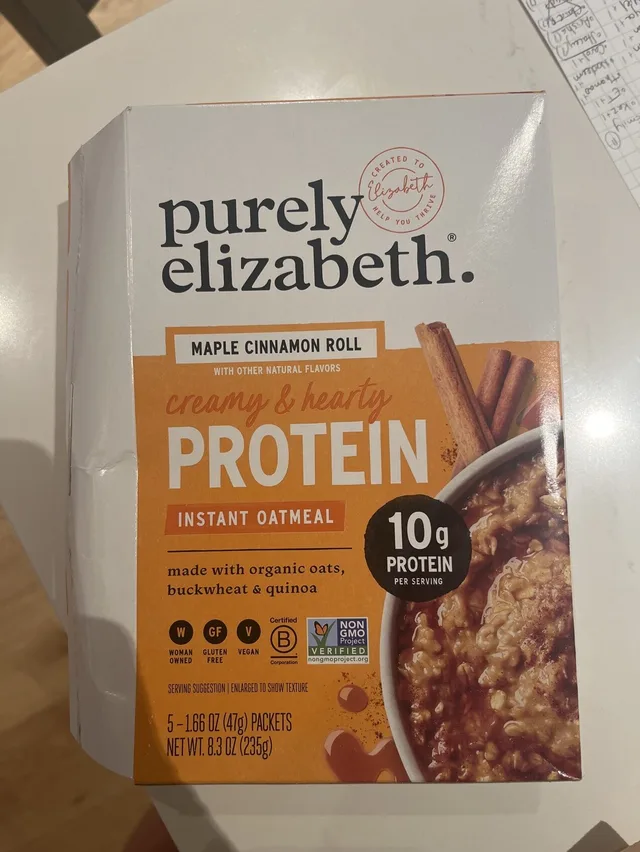 Maple Cinnamon Roll Instant Oatmeal by Purely Elizabeth - Tier C kids snack