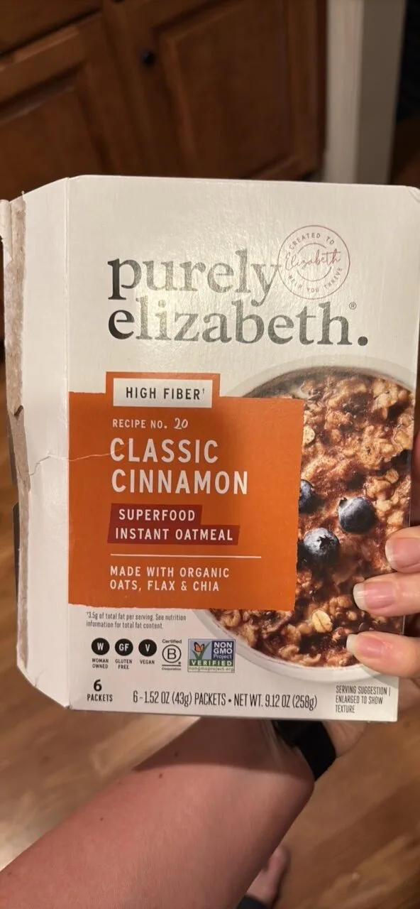 Classic Cinnamon Superfood Instant Oatmeal by Purely Elizabeth - Tier D kids snack