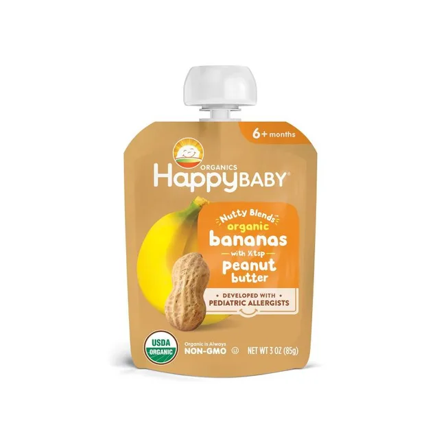 Happy Baby Nutty Blends Organic Bananas & Peanut Butter Baby Food Pouch by Happy Baby - Tier B kids snack