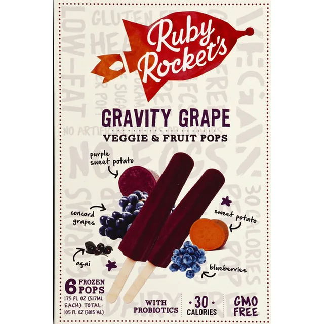 Gravity grape fruit & veggie pops, gravity grape by Ruby Rocket's - Tier E kids snack