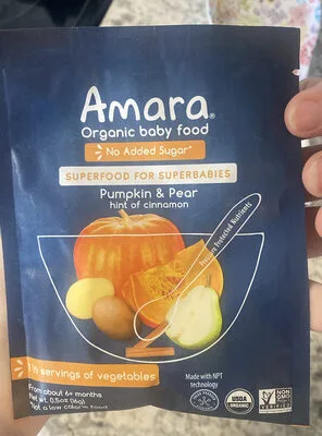 Organic Pumpkin & Pear Hint Of Cinnamon Baby Food by Amara - Tier D kids snack