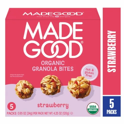 ORGANIC GRANOLA BITES strawberry by MadeGood - Tier D kids snack